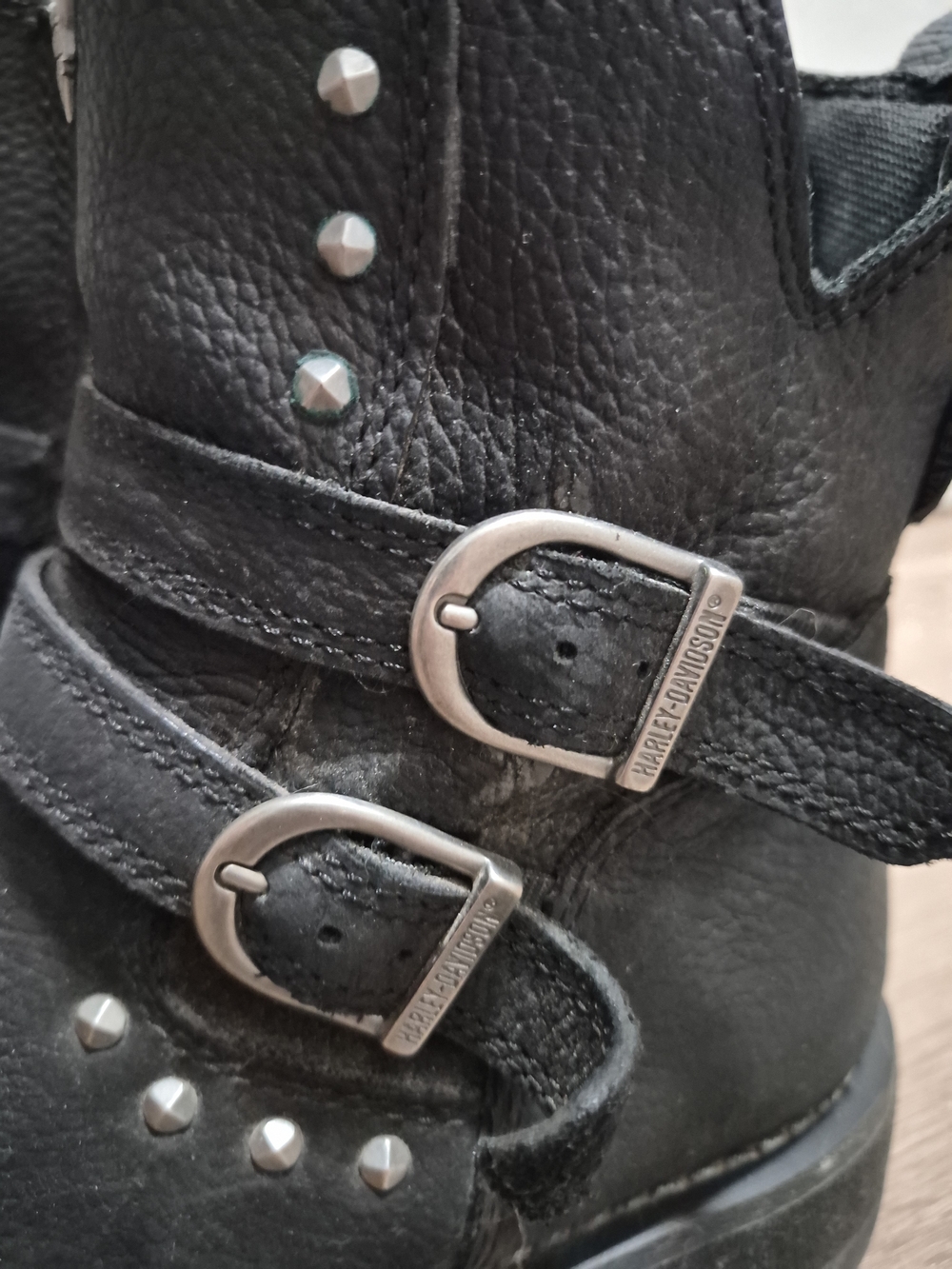 Harley Davidson Black Soft Leather Buckle Boots. Womens Size 8. - Picture 6 of 15